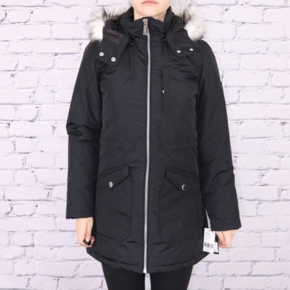 NWT London Fog black faux fur jacket R1 - Picture 1 of 10